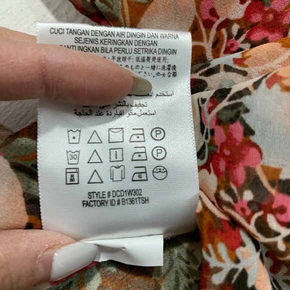 BCBGeneration Blouse Womens S Small Coffebean Multi Split Neck Faux Wrap Top - Picture 8 of 13